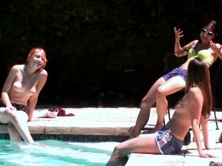 Brunette amateur teen fucks in public POV